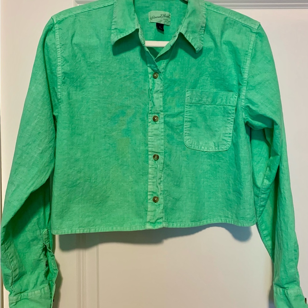 Universal Thread Green Long Sleeve Crop Top